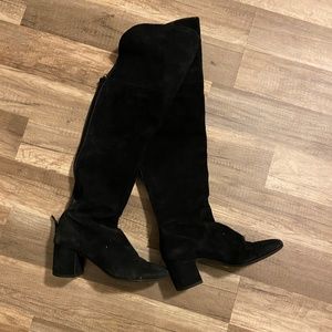 Black suede over the knee boots